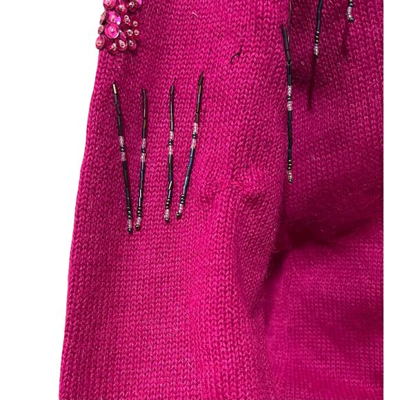 A’Milano Vintage Sweater Skirt Set 80s 90s Pink Beaded Fringe NWT Womens Medium - Picture 10 of 16
